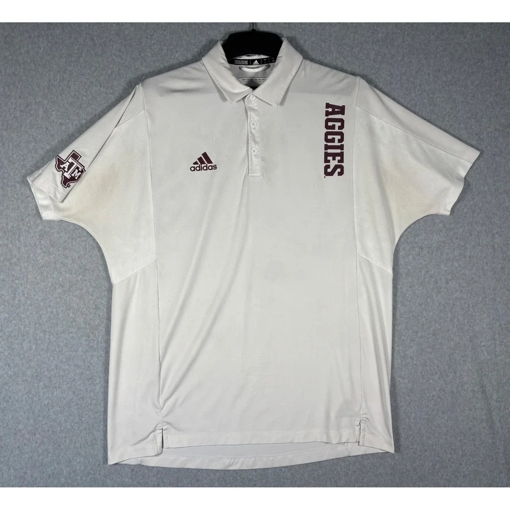 Adidas Texas A&M Aggies Mens Aeroready Polo Shirt Gray Large NCAA Sideline